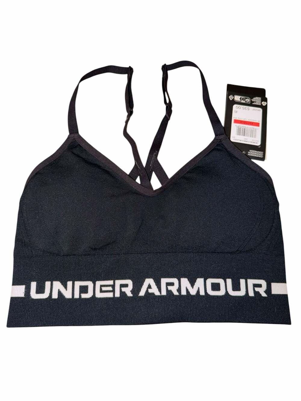 New Under Armour Women's Seamless Low Long Sports Bra Black Size XS